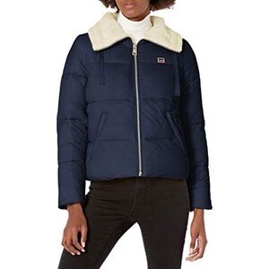 Levi's Navy Puffer Jacket with Cream Collar